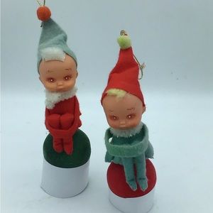 Vintage Knee hugging Elve Christmas Tree ornaments